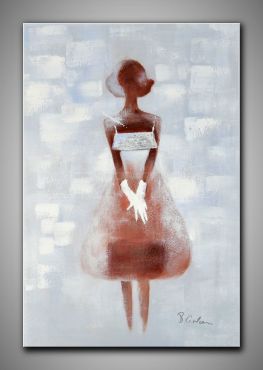 Frau mit Handschuhen, abstrakt gemalt